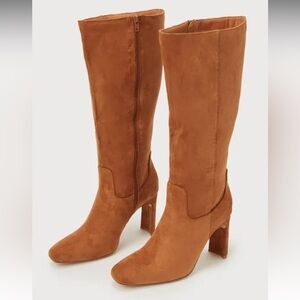 Brand New Camel-Suede Knee High Boots